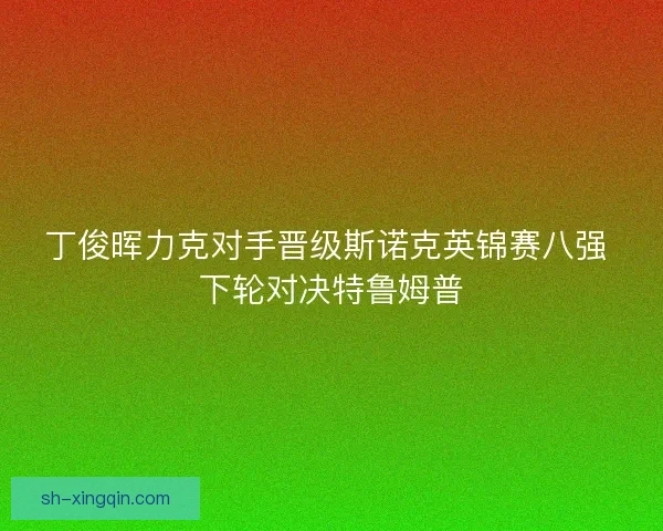 丁俊晖力克对手晋级斯诺克英锦赛八强 下轮对决特鲁姆普